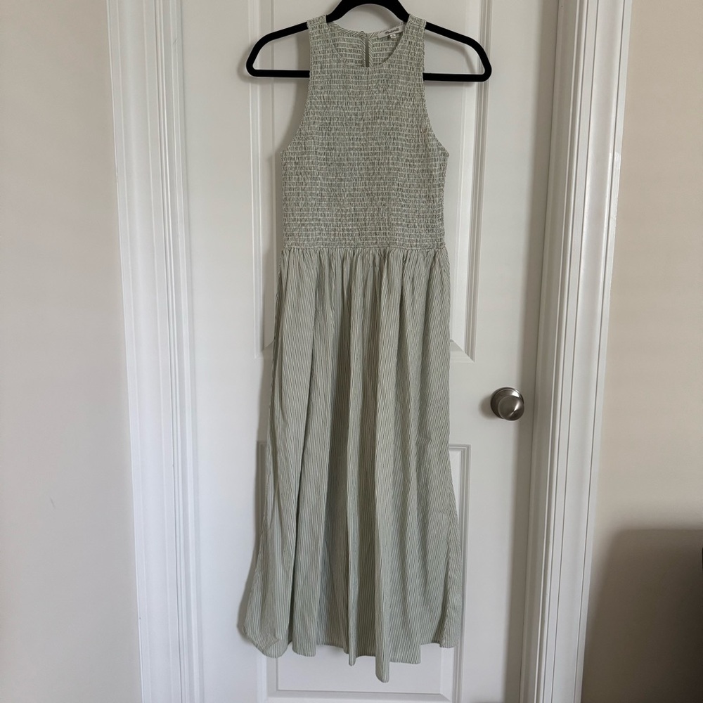 Madewell Mint Green Striped Sleeveless Maxi Dress with pockets, S